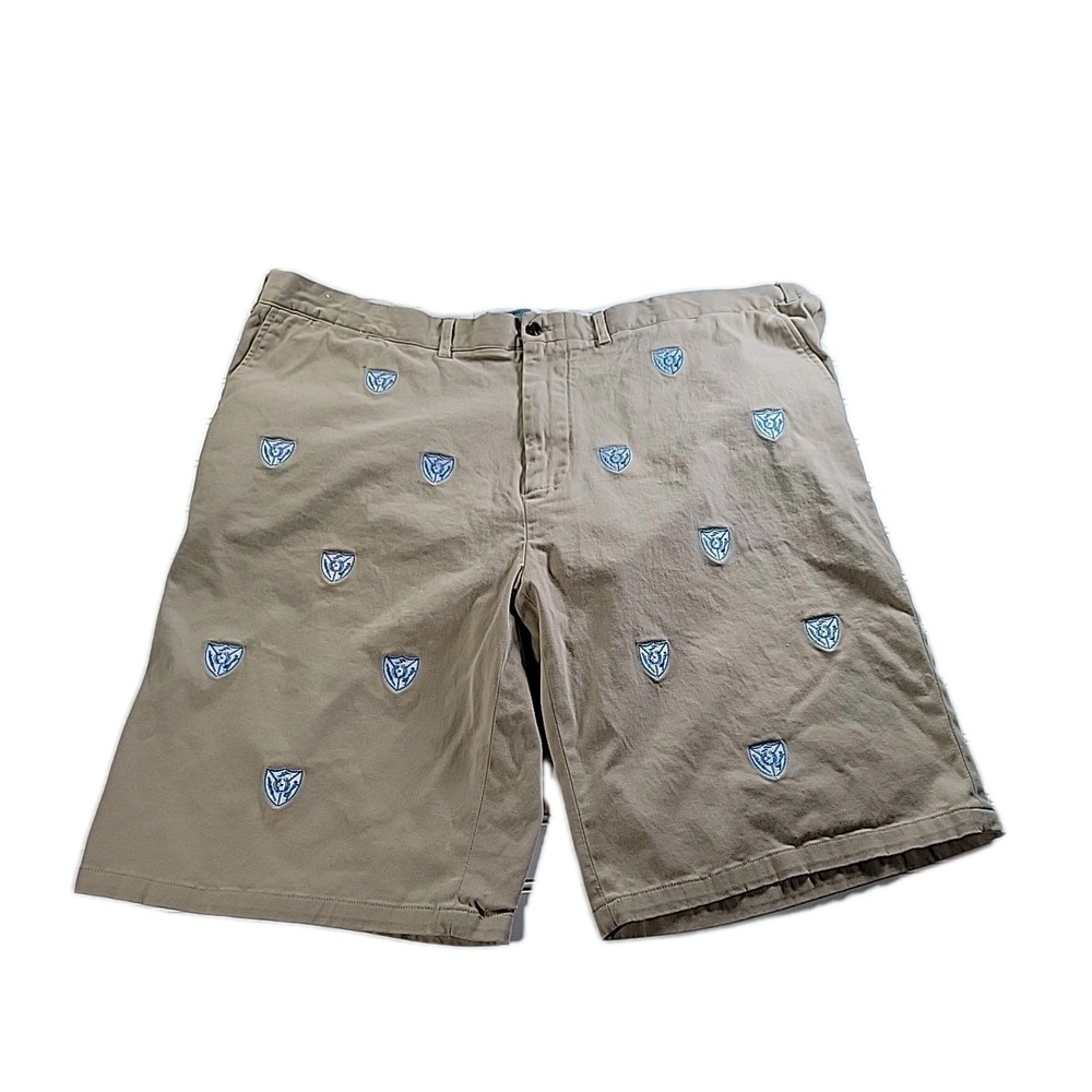 Castaway Men's‎ Size 48 BEIGE  CHINO Embroidered SHIELD Shorts
